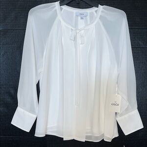 CeCe Women's Elegant White Blouse with Tie
